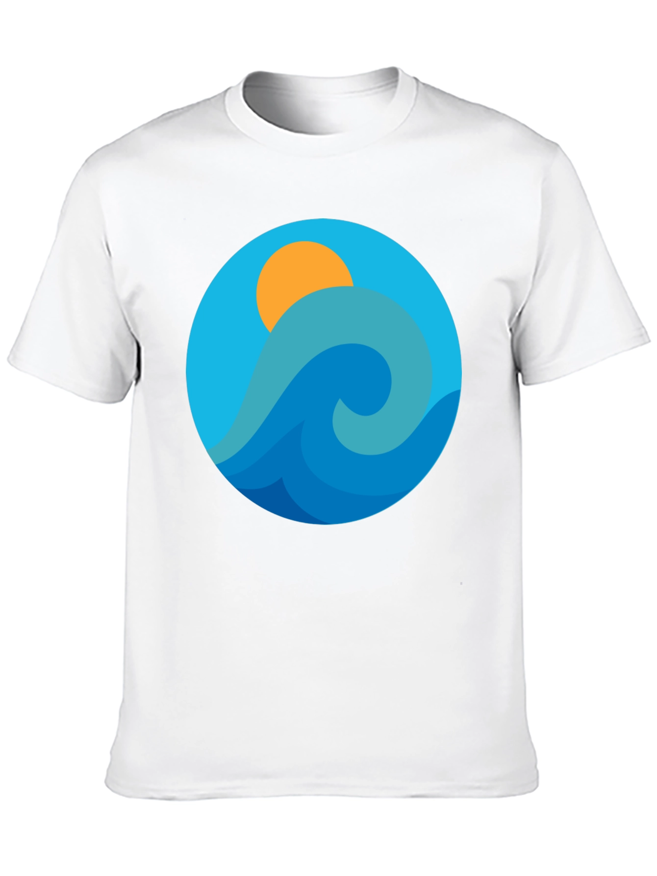 Ocean Wave Graphic Tee - Black Cotton Blend T-Shirt