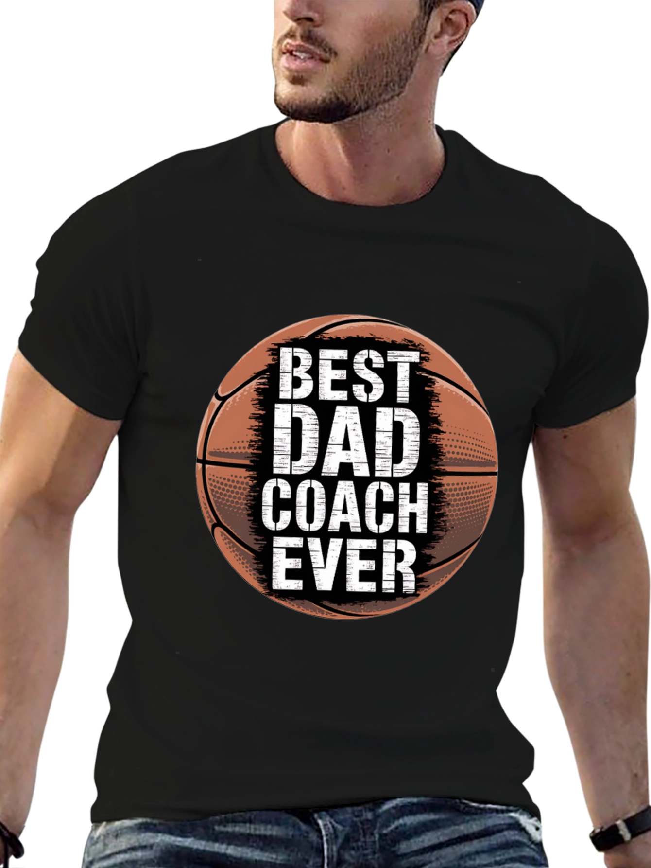 Best Dad Coach Ever Basketball Graphic T-Shirt