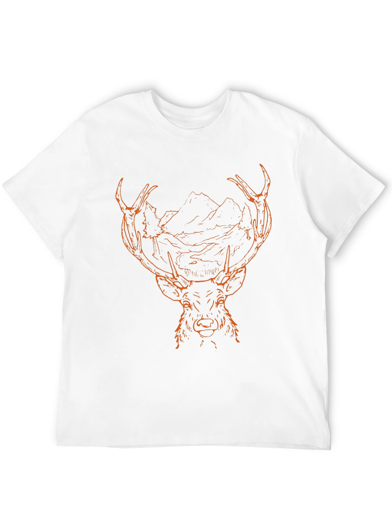 Mens Black Graphic Tee - Deer & Mountain Design