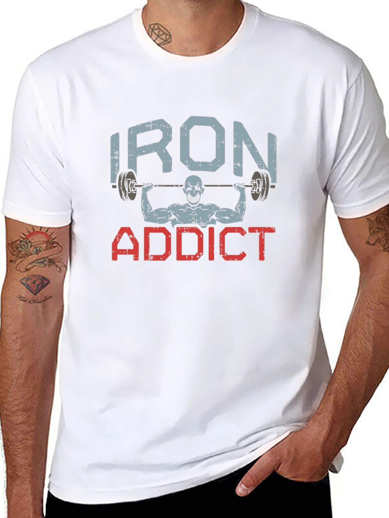 Iron Addict Graphic Tee - Black Cotton T-Shirt