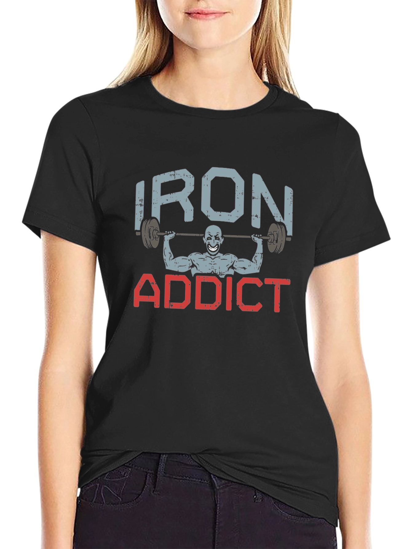 Iron Addict Graphic Tee - Black Cotton T-Shirt