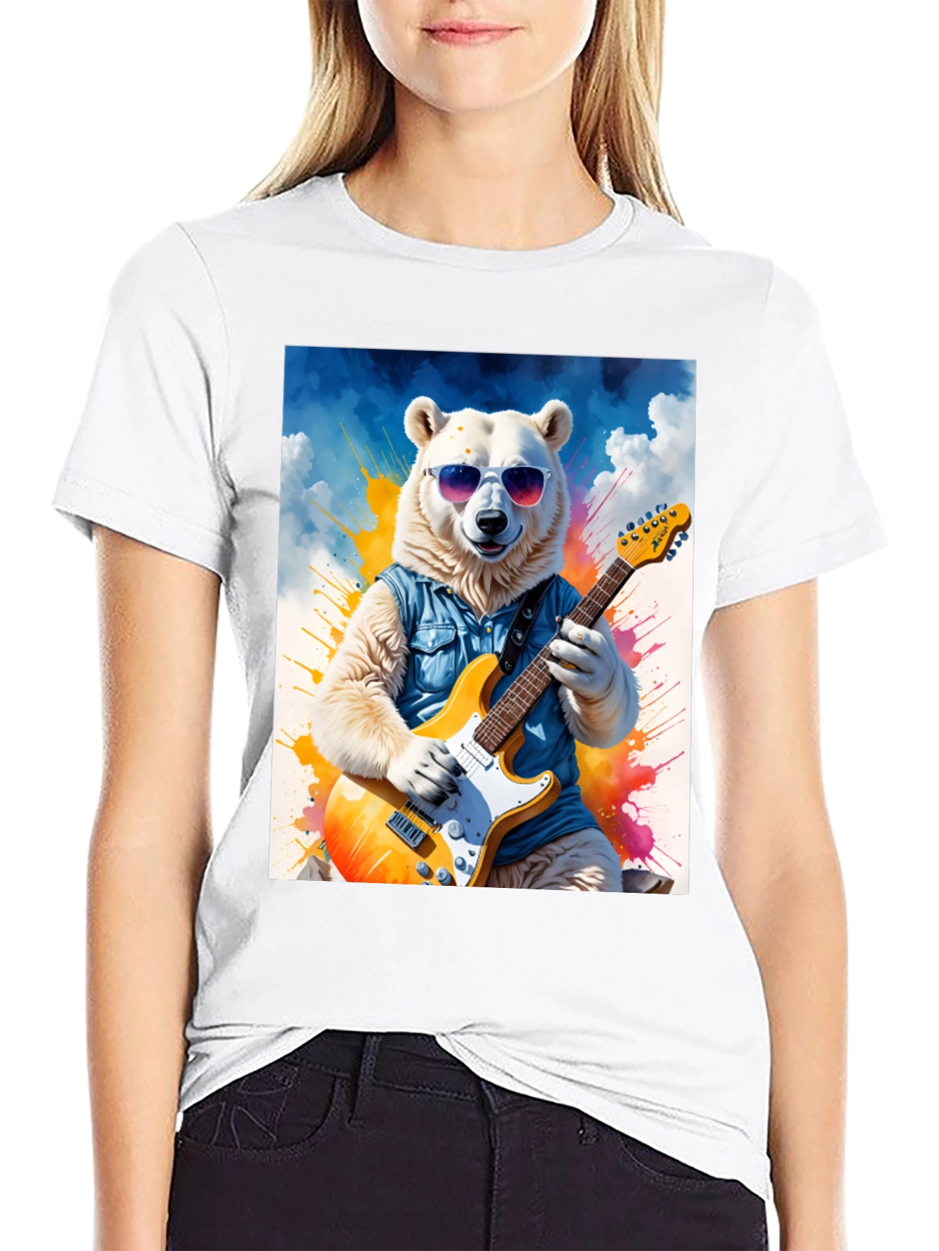 Cool Bear Guitarist Graphic Tee