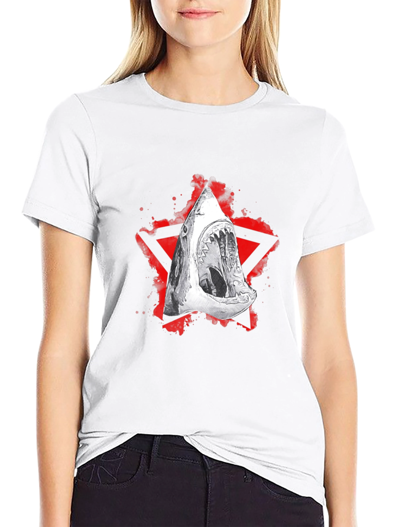 Shark Graphic Black T-Shirt - Edgy Streetwear