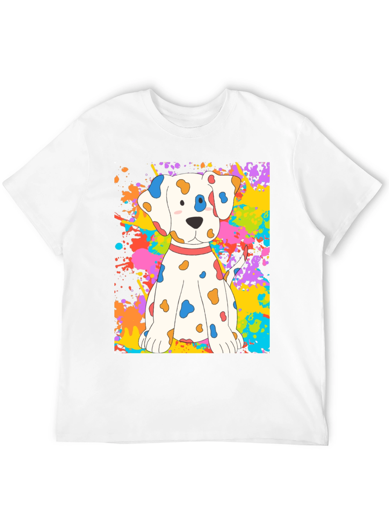Cute Dalmatian Dog Splatter Print T-Shirt