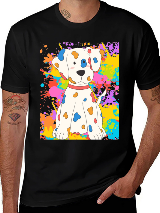 Cute Dalmatian Dog Splatter Print T-Shirt