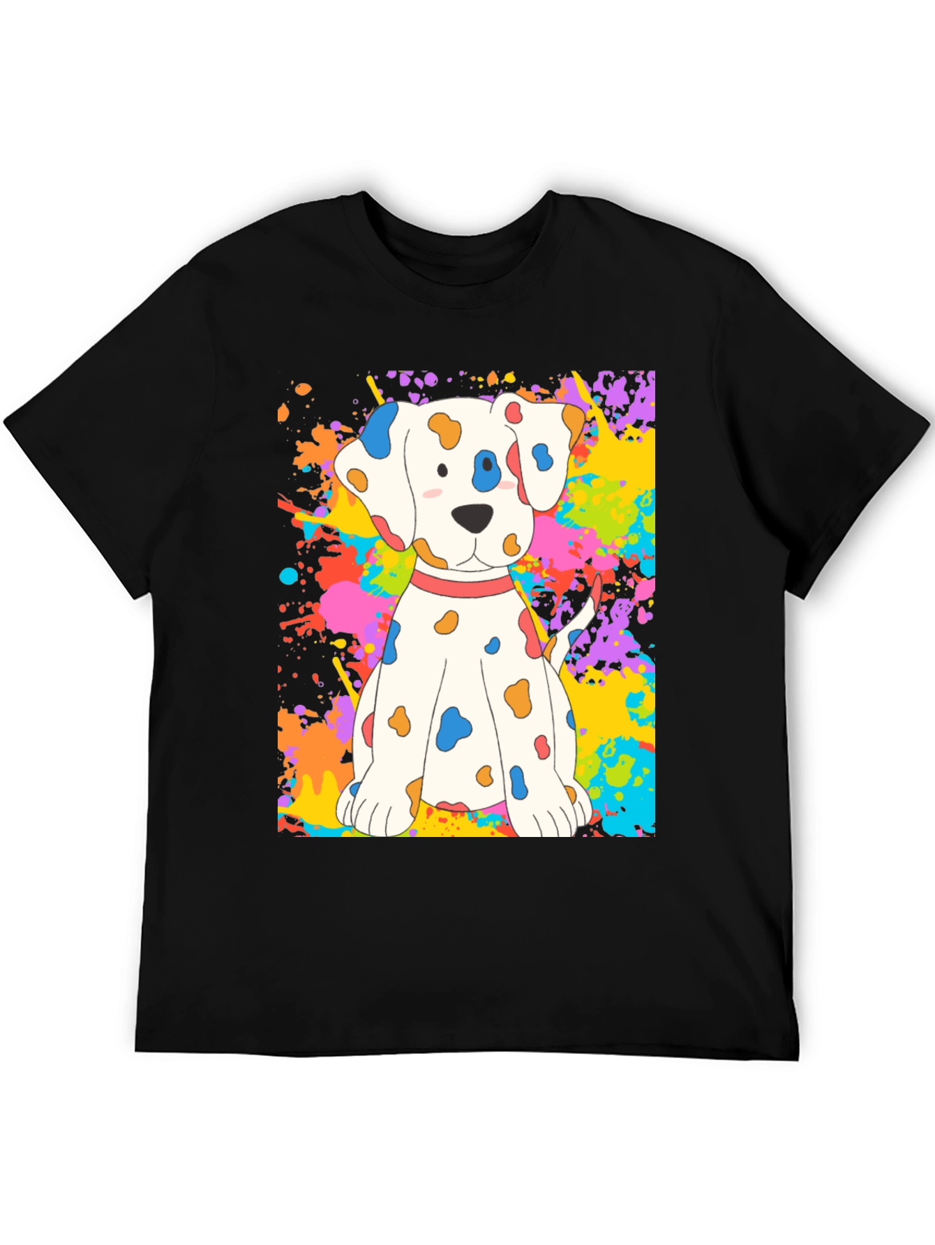 Cute Dalmatian Dog Splatter Print T-Shirt