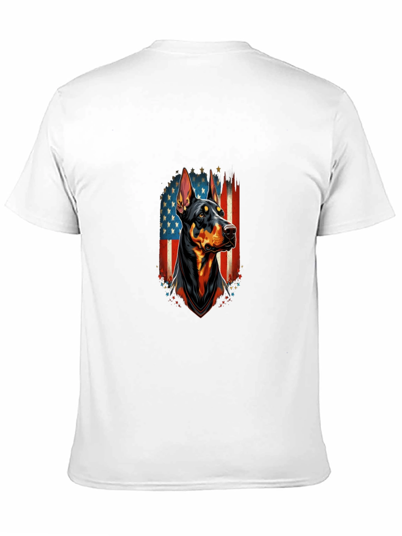 Doberman Dog American Flag Graphic T-Shirt