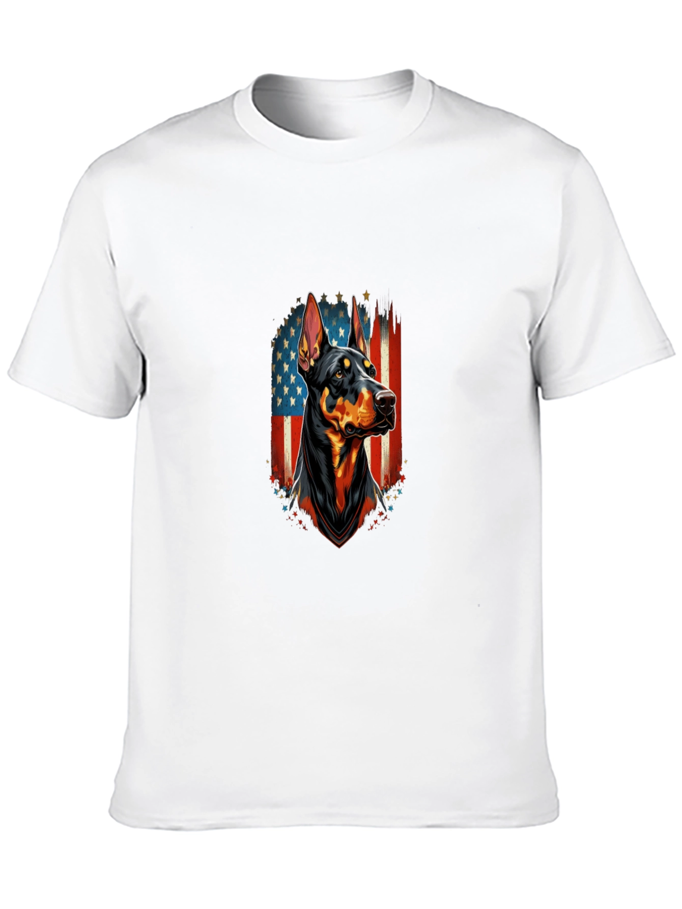 Doberman Dog American Flag Graphic T-Shirt