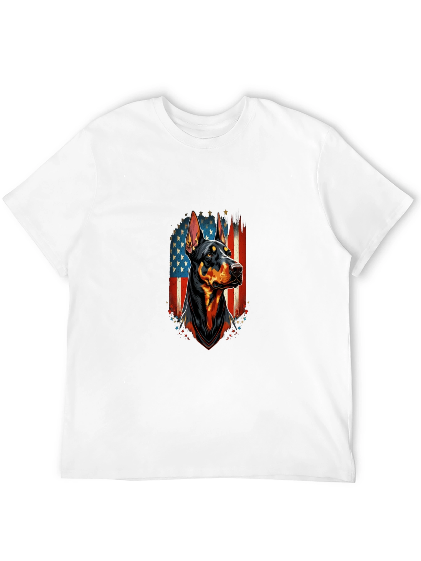 Doberman Dog American Flag Graphic T-Shirt