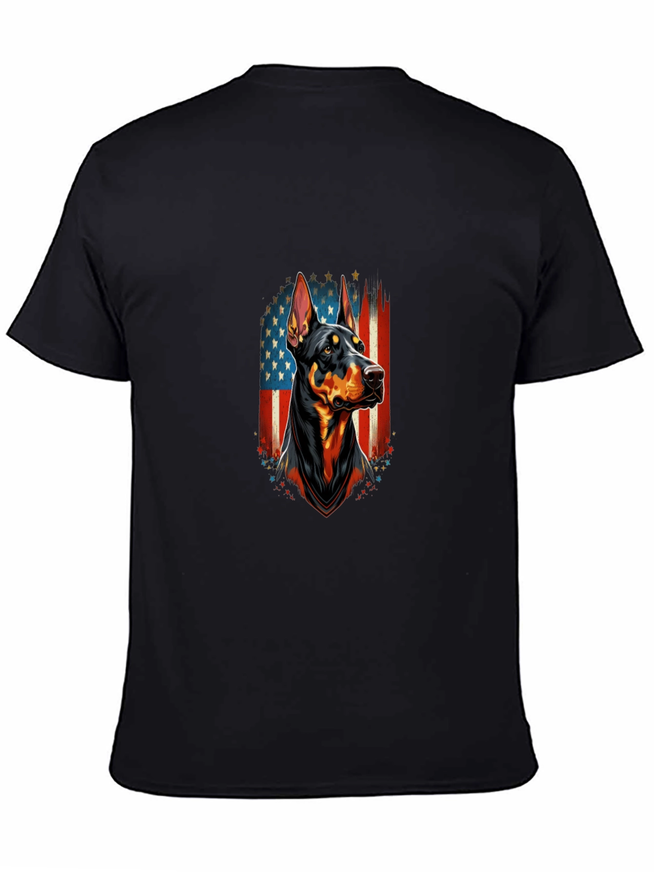 Doberman Dog American Flag Graphic T-Shirt