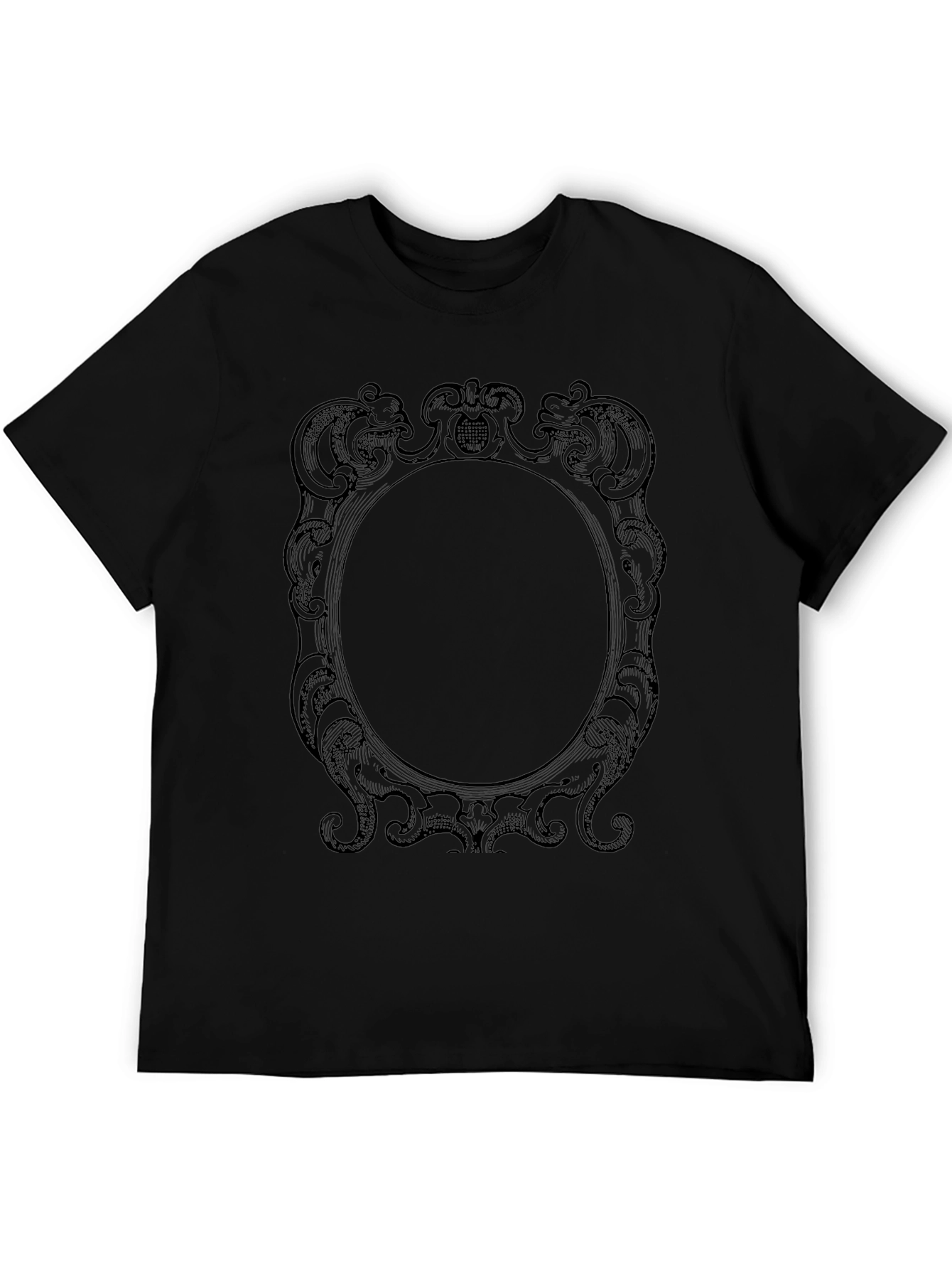 Elegant Framed Graphic Tee - Classic Black Cotton