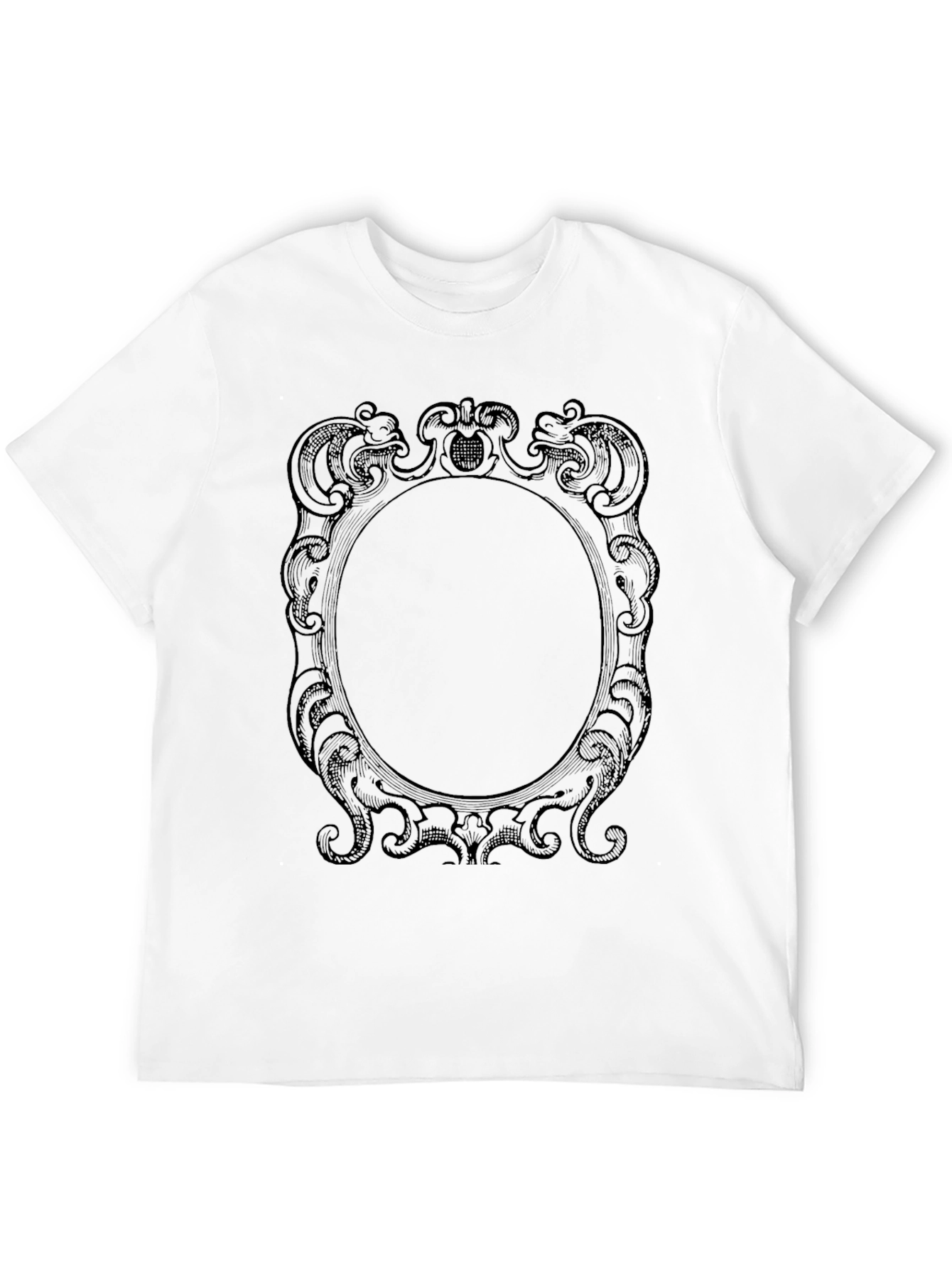 Elegant Framed Graphic Tee - Classic Black Cotton