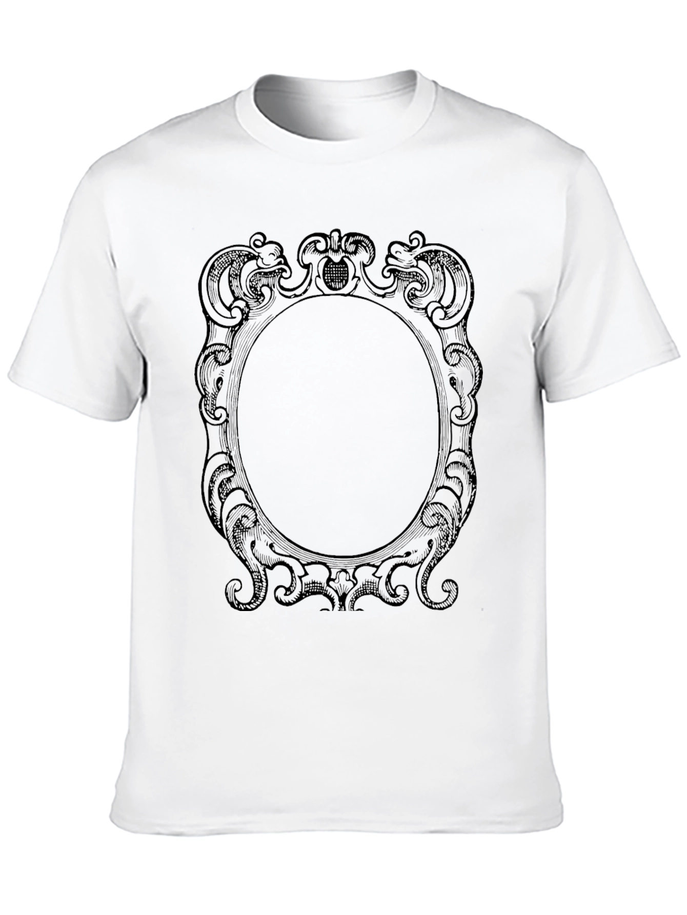 Elegant Framed Graphic Tee - Classic Black Cotton