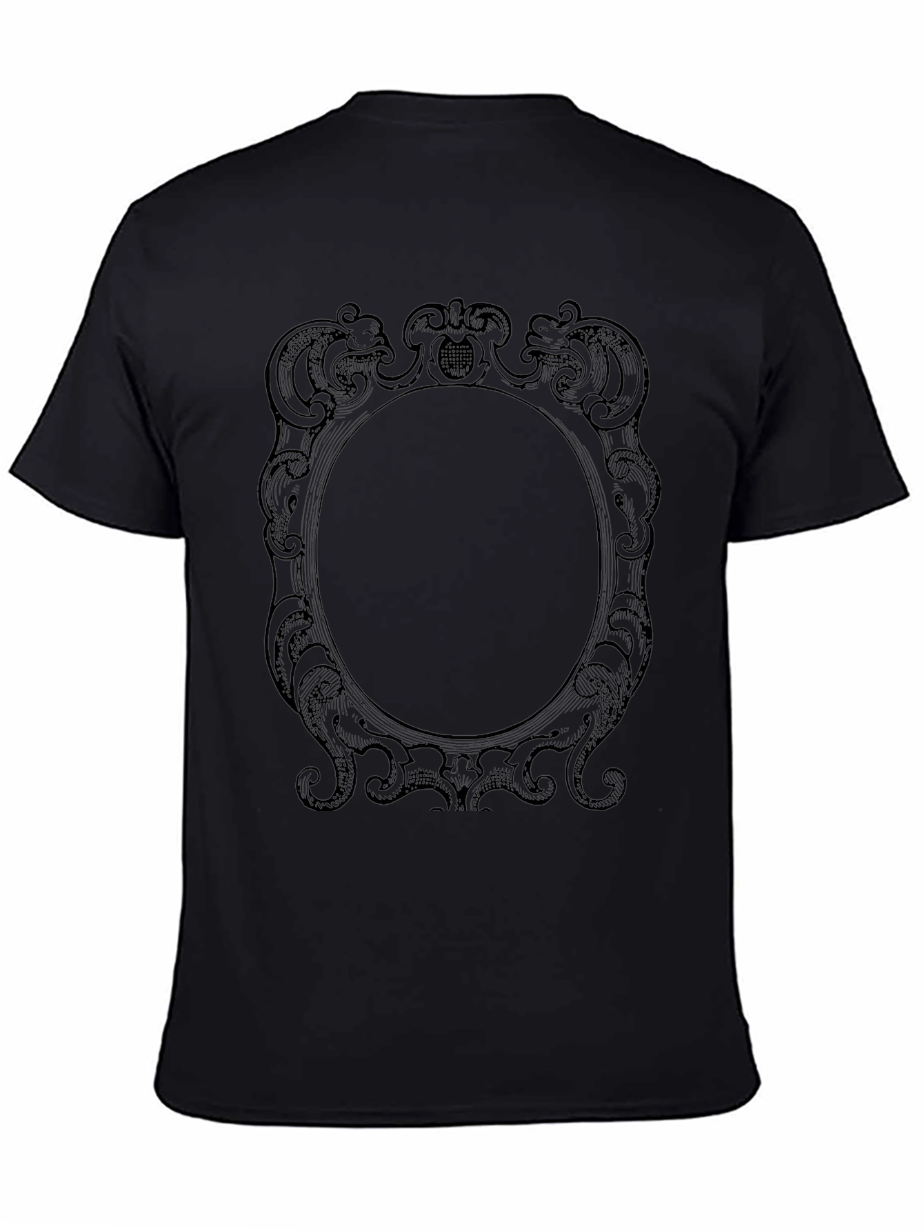 Elegant Framed Graphic Tee - Classic Black Cotton