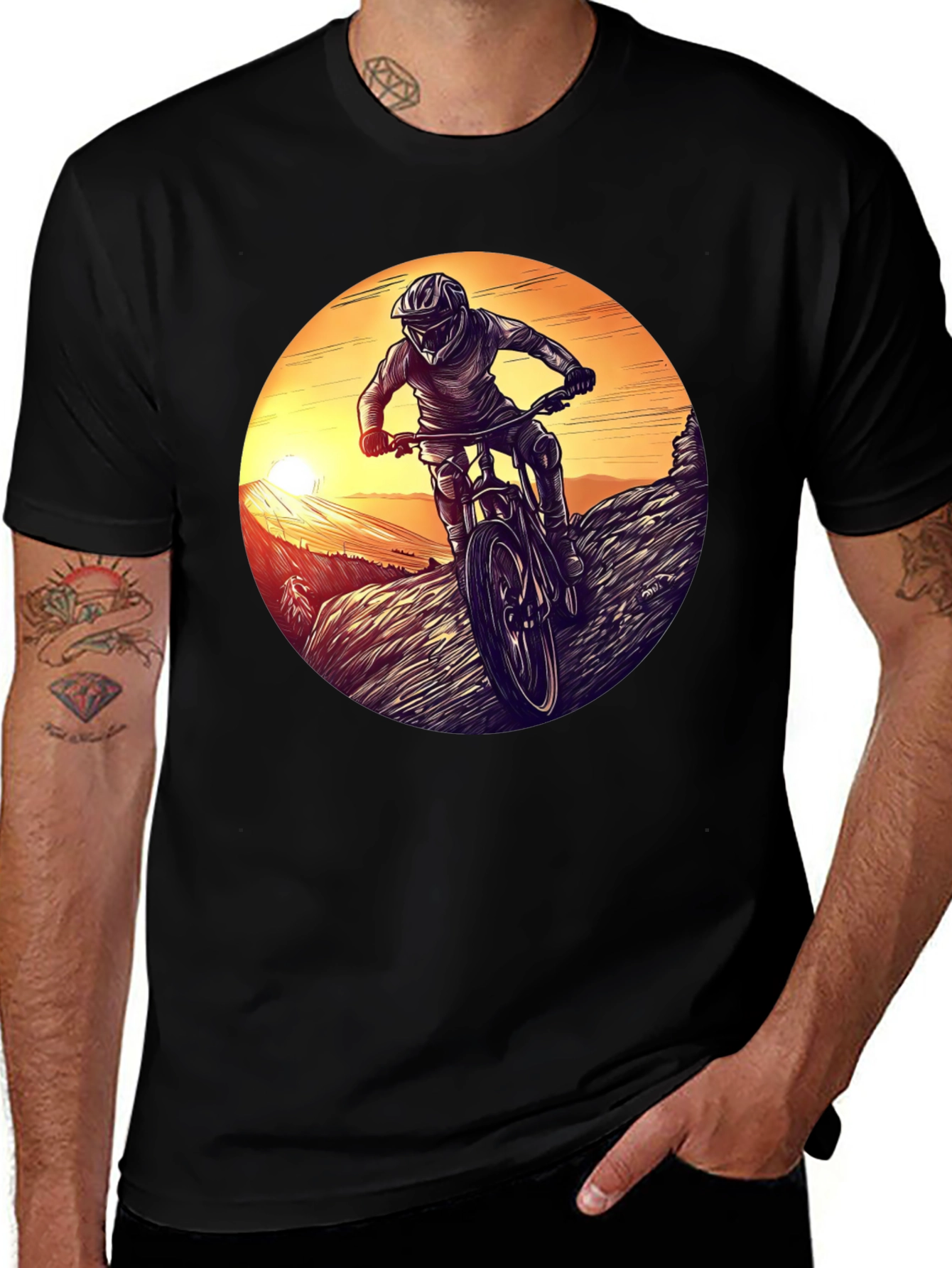 Mountain Bike Sunset Graphic Tee