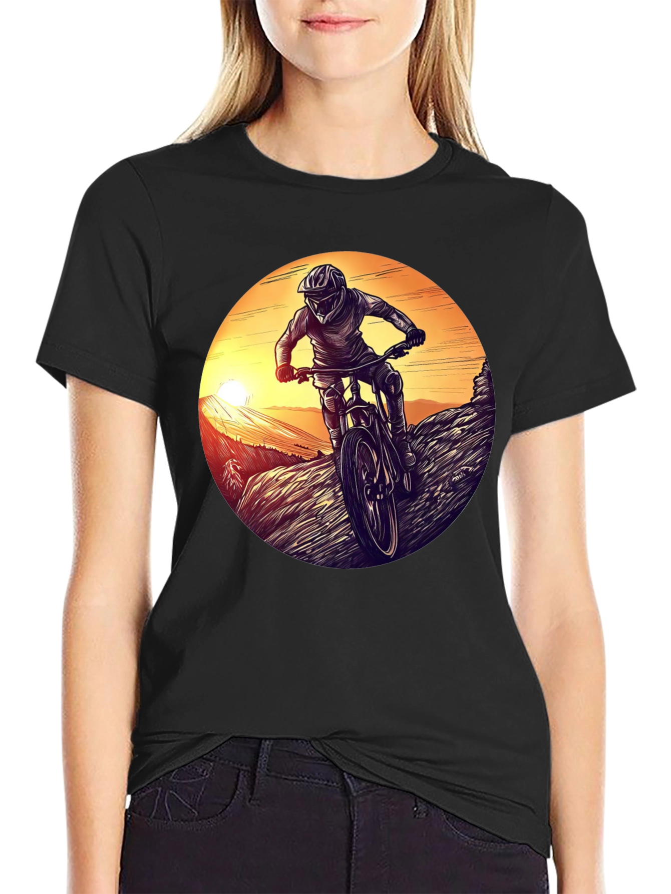 Mountain Bike Sunset Graphic Tee