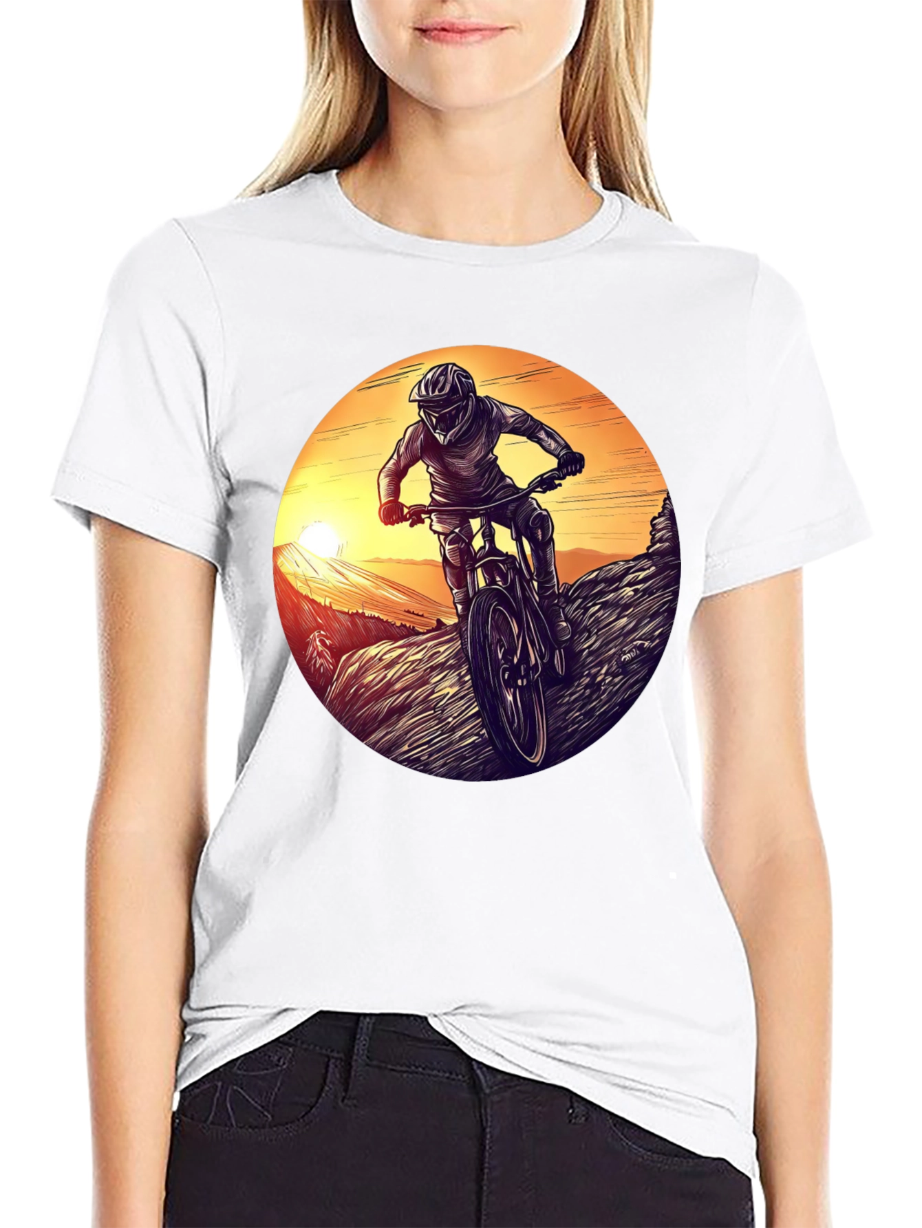 Mountain Bike Sunset Graphic Tee