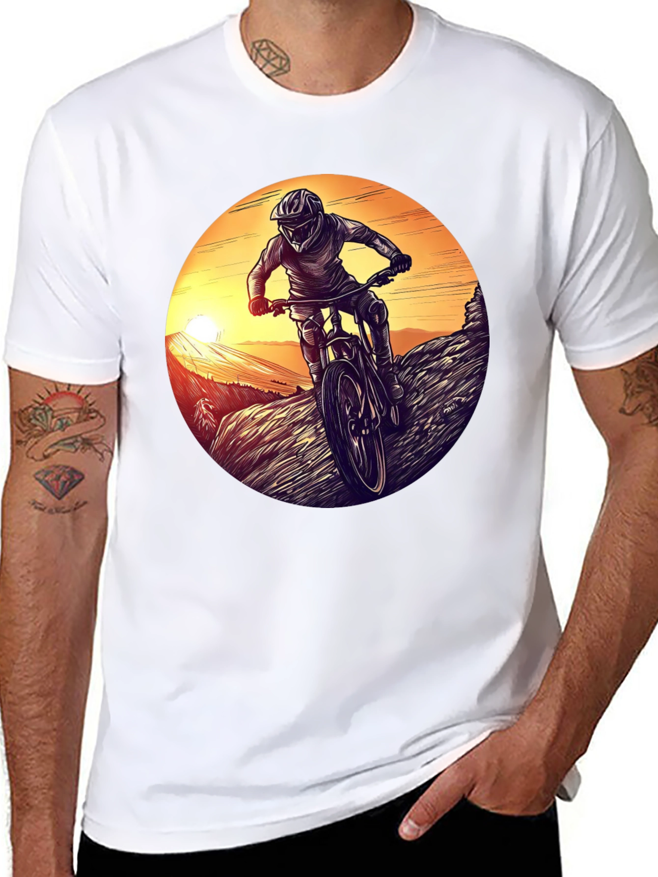 Mountain Bike Sunset Graphic Tee