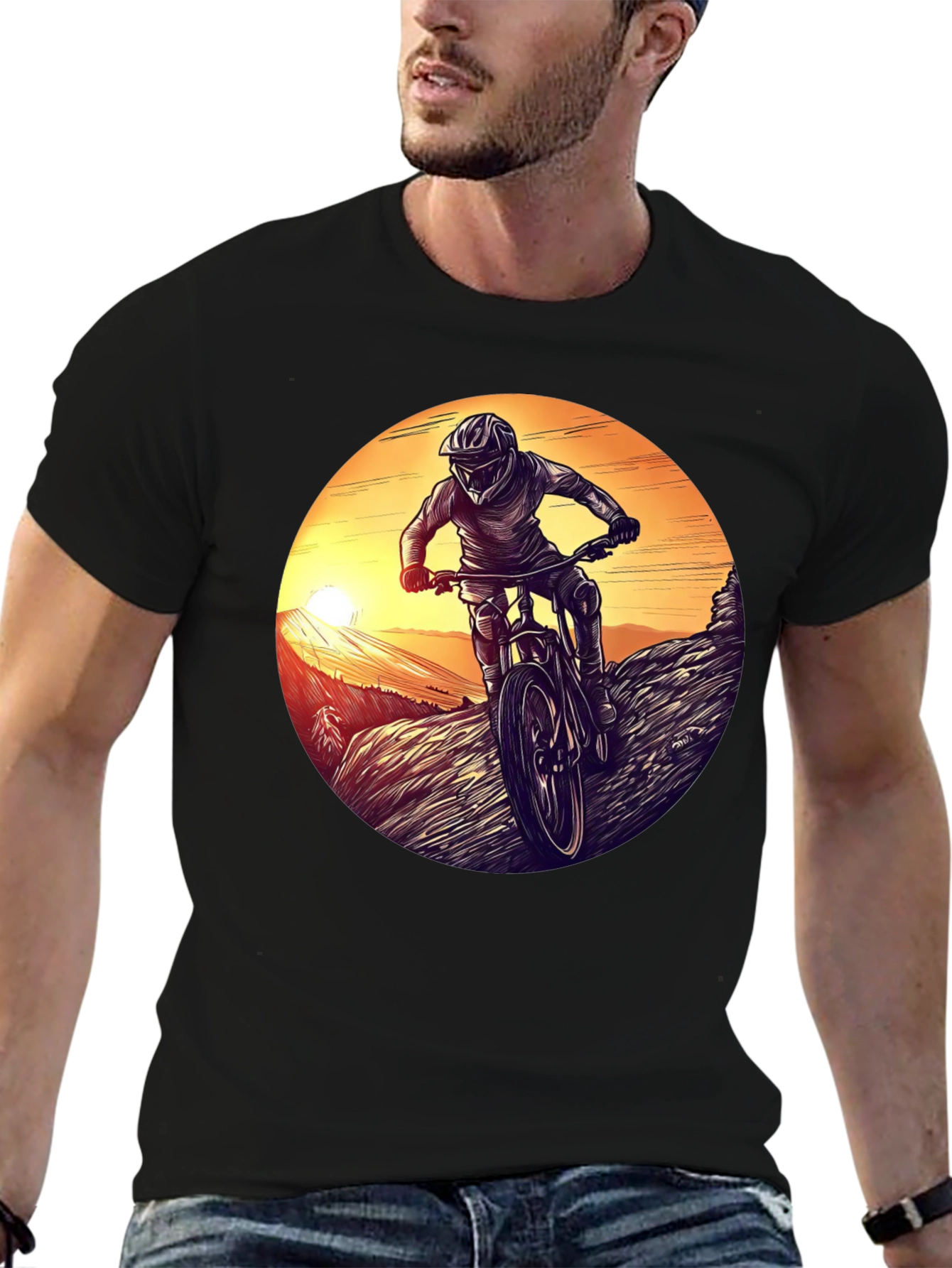 Mountain Bike Sunset Graphic Tee