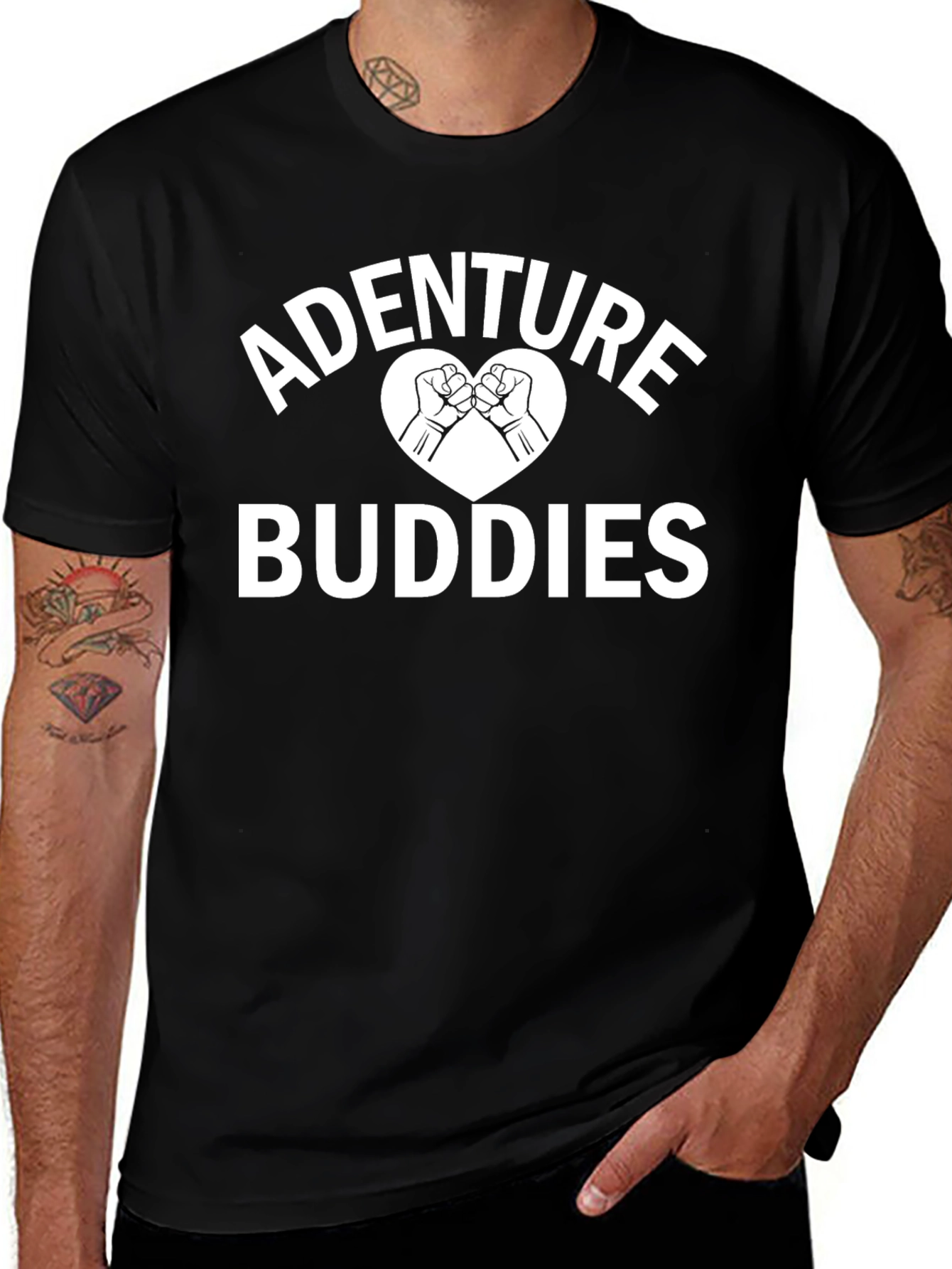 Adventure Buddies Graphic Tee - Black Cotton Shirt