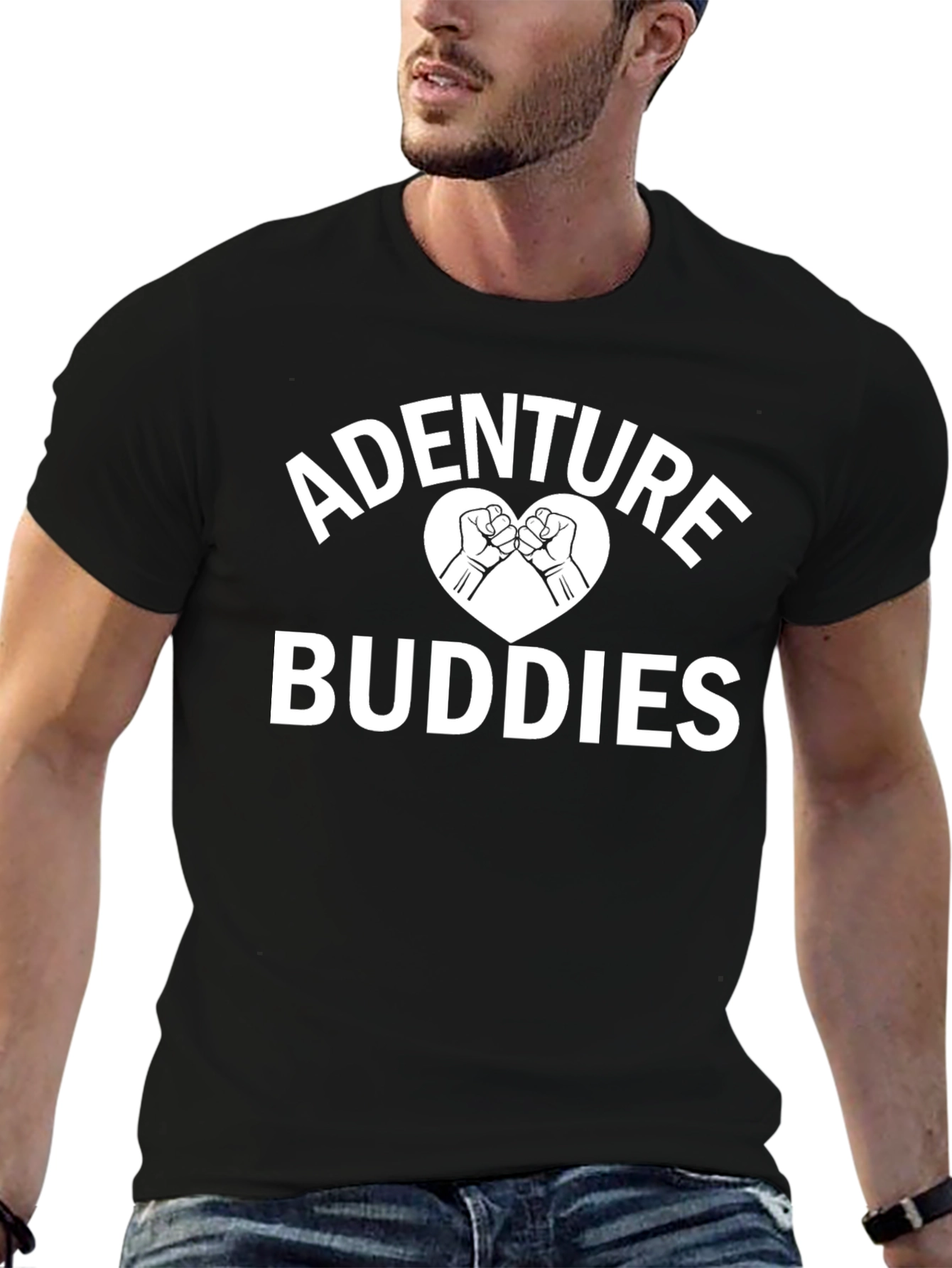 Adventure Buddies Graphic Tee - Black Cotton Shirt