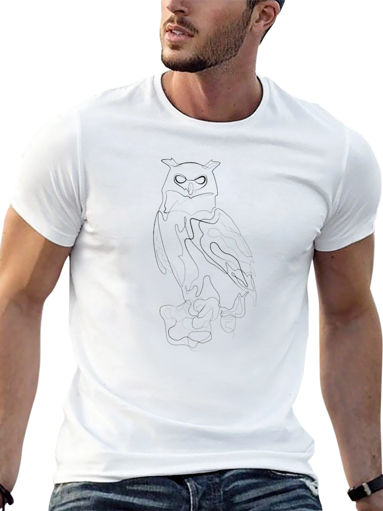 Mens Black Owl Graphic T-Shirt - Casual Style