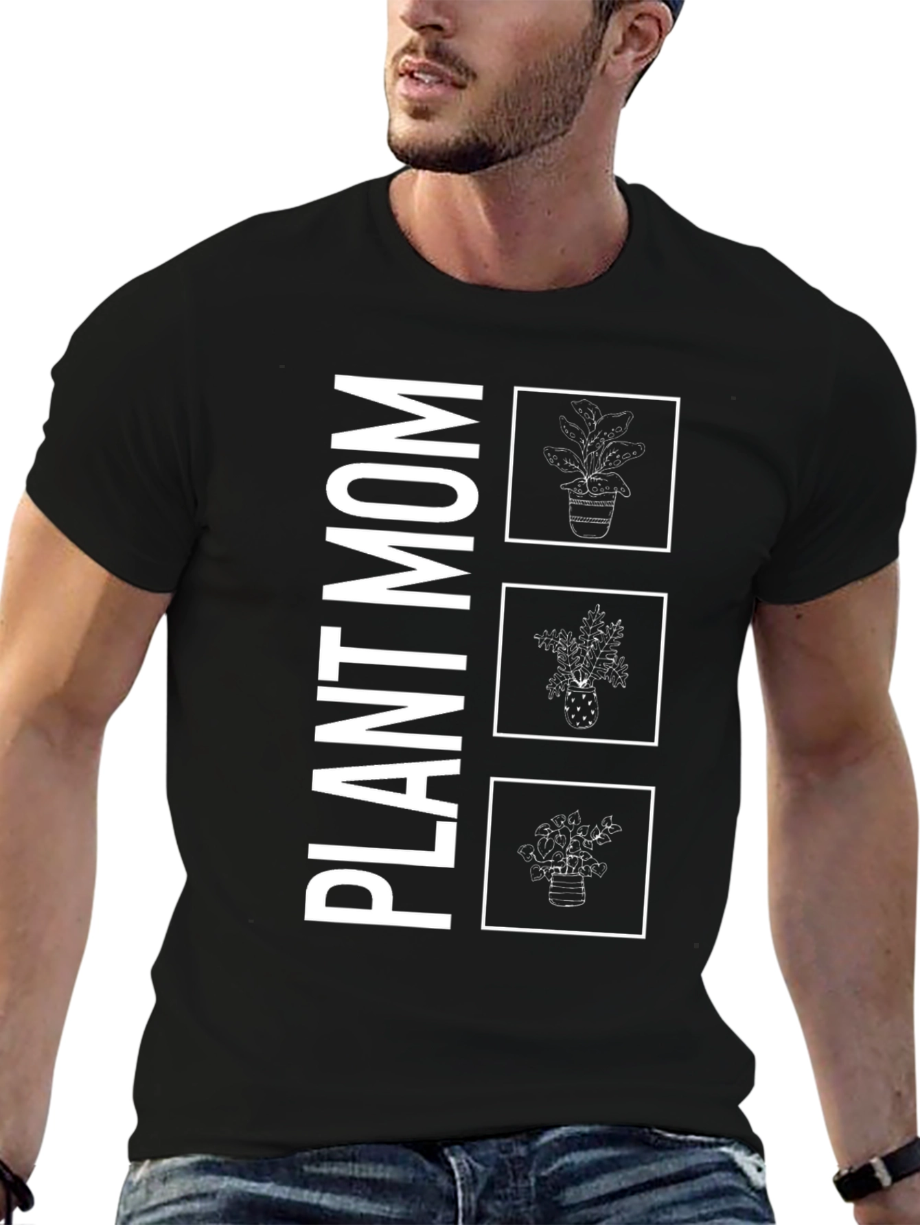 Plant Mom Graphic Tee - Black Cotton Shirt
