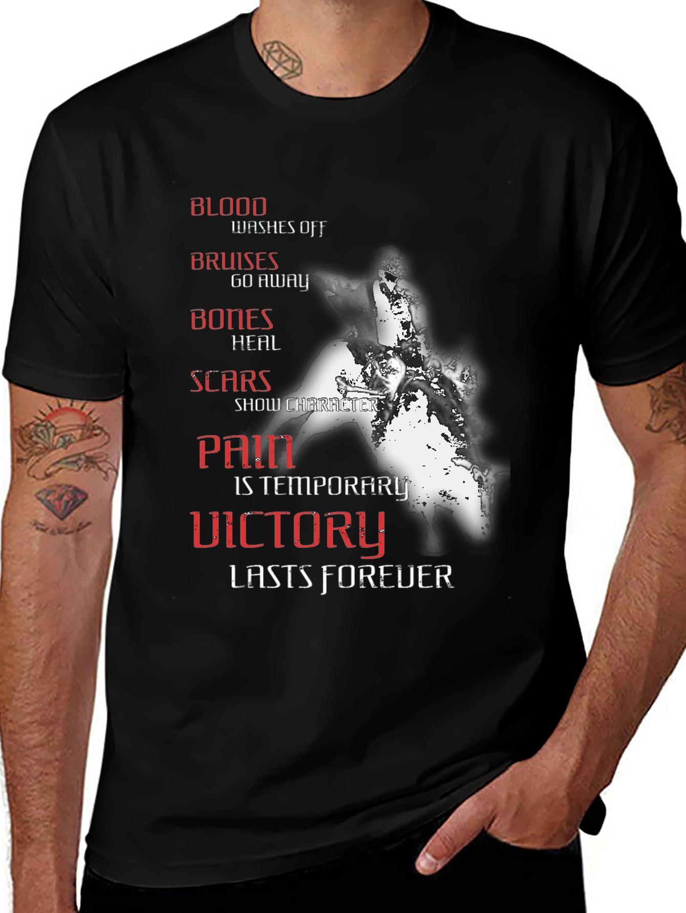 Motivational Blood Bruises Bones Scars T-Shirt