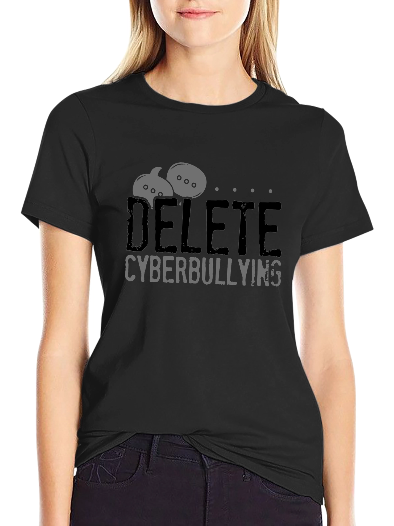 Delete Cyberbullying Black Graphic Tee