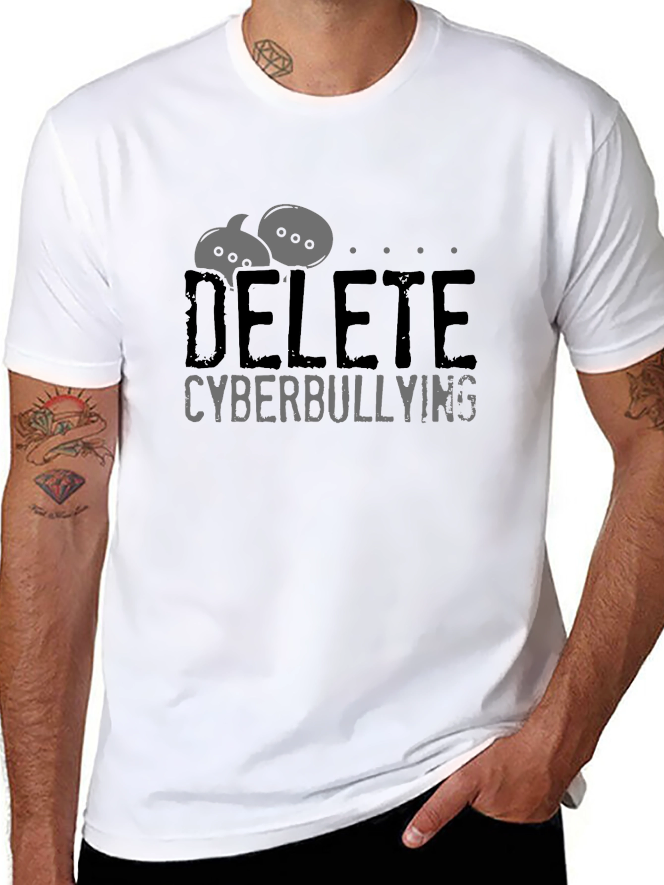 Delete Cyberbullying Black Graphic Tee