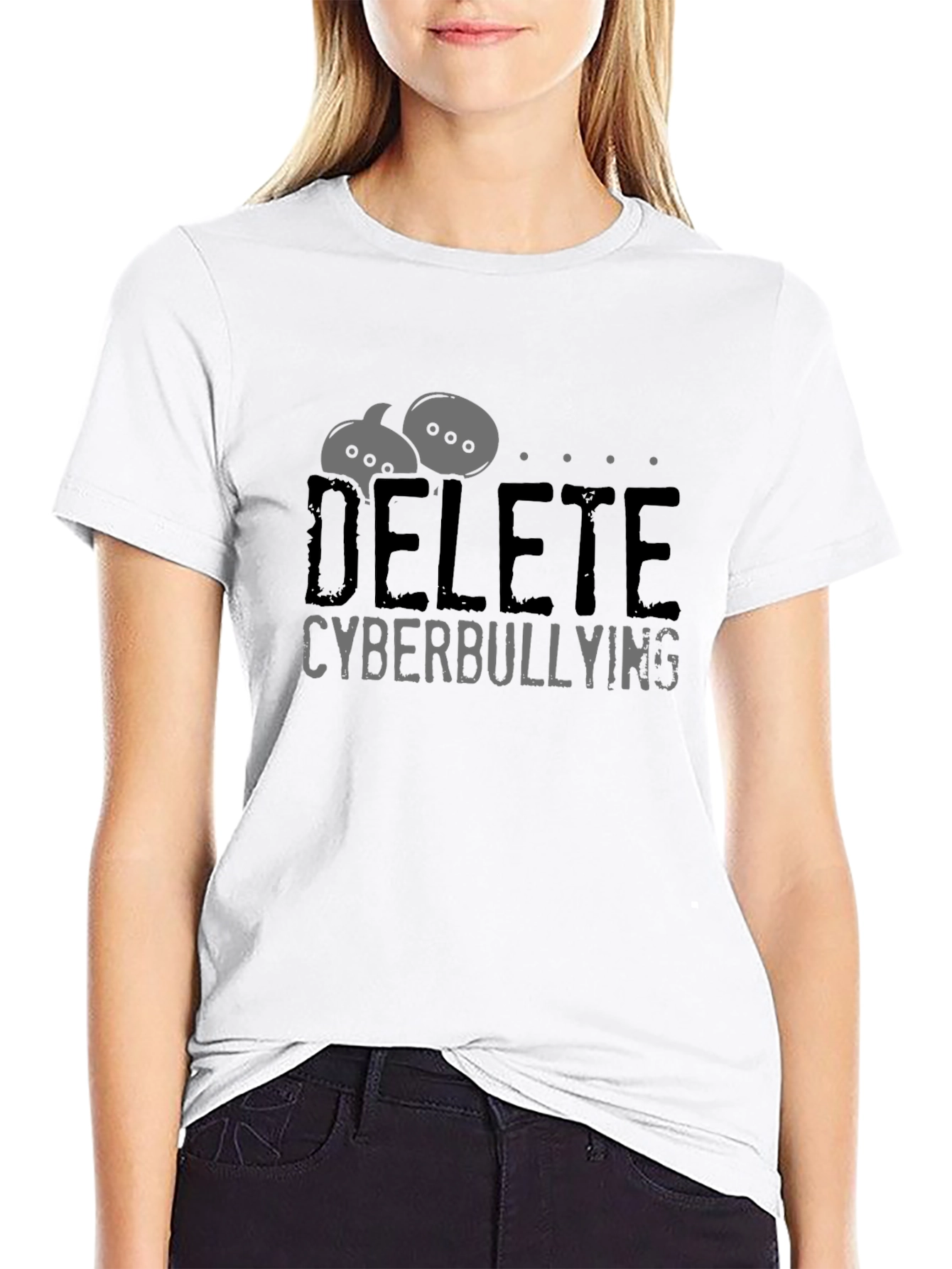 Delete Cyberbullying Black Graphic Tee