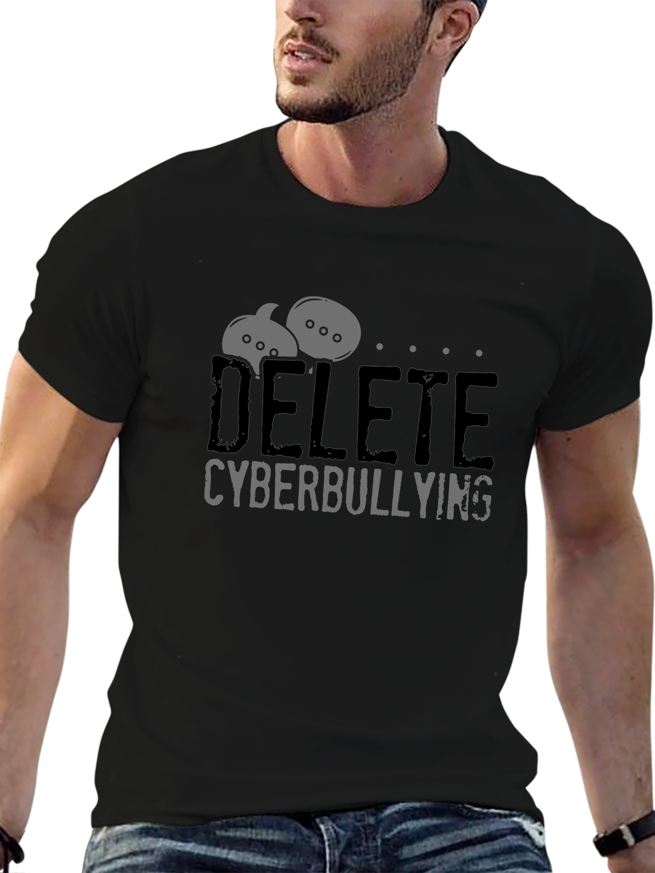 Delete Cyberbullying Black Graphic Tee