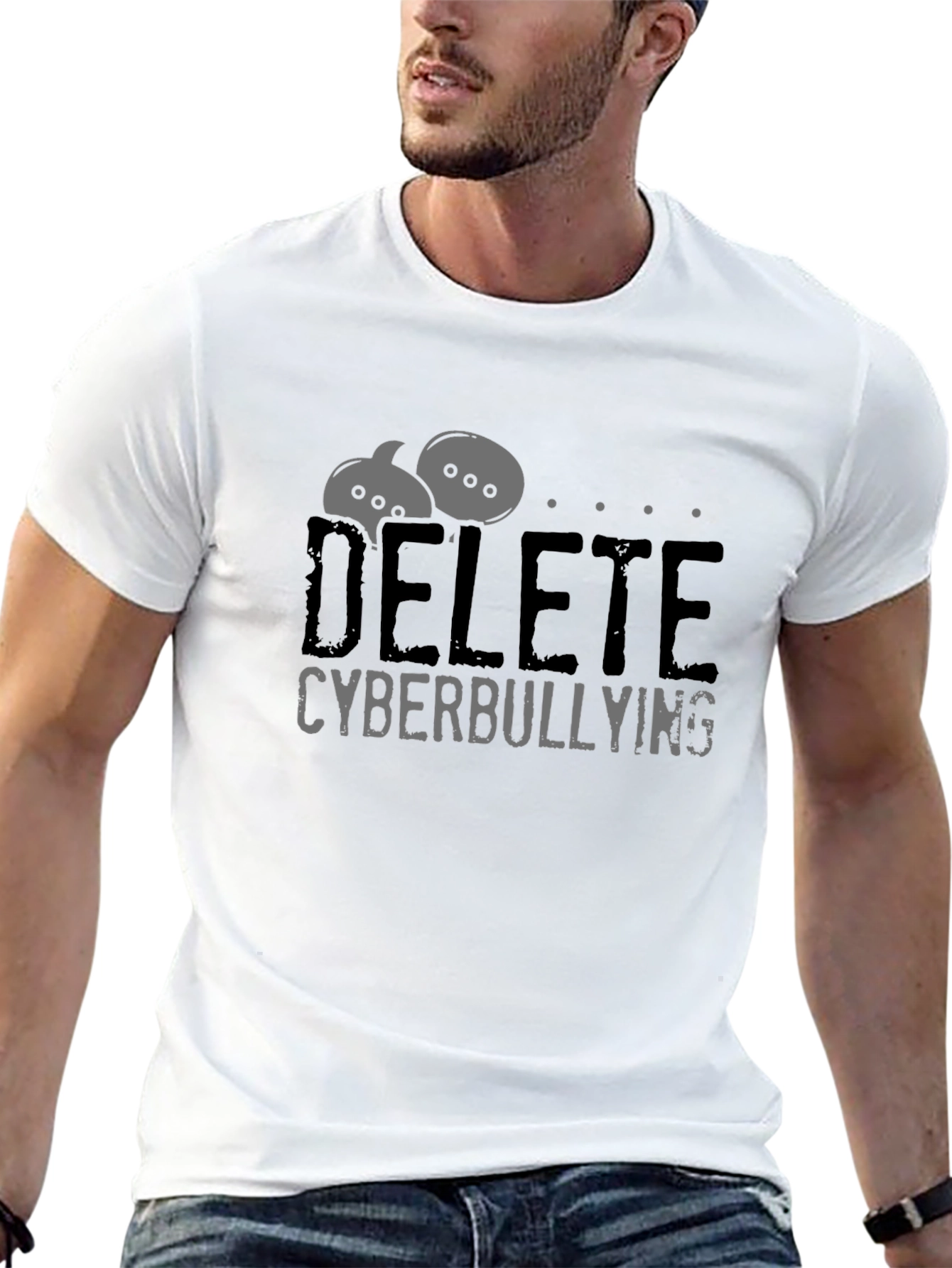 Delete Cyberbullying Black Graphic Tee