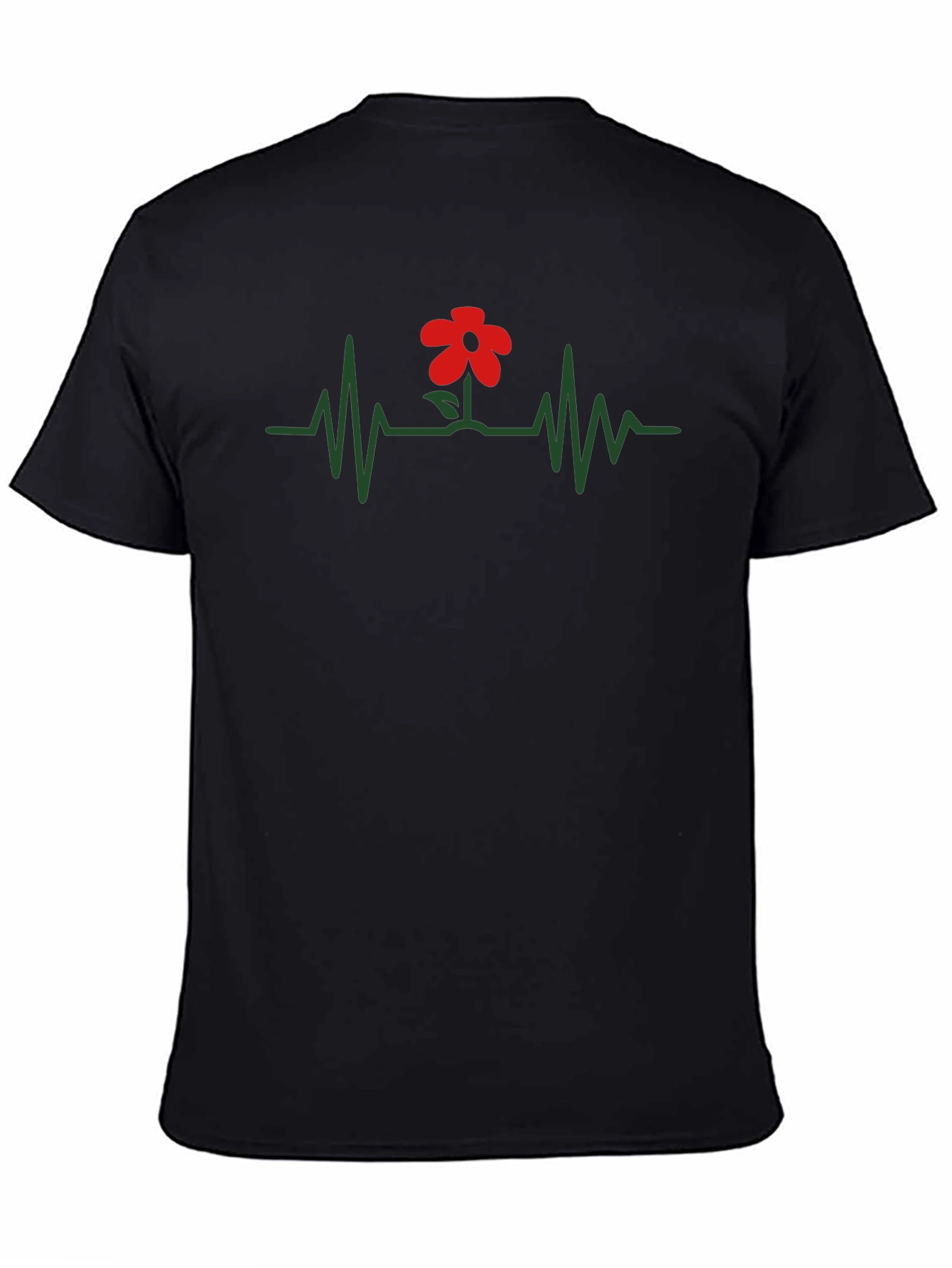 Heartbeat Flower Graphic Tee - Black
