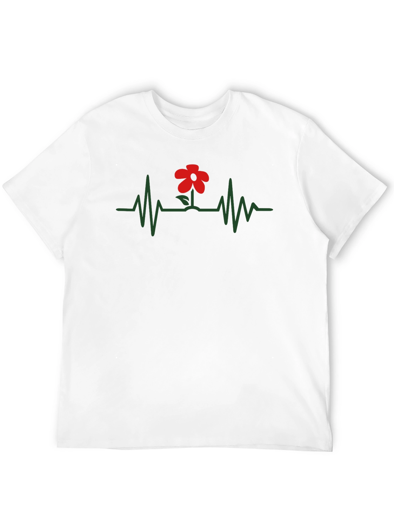 Heartbeat Flower Graphic Tee - Black