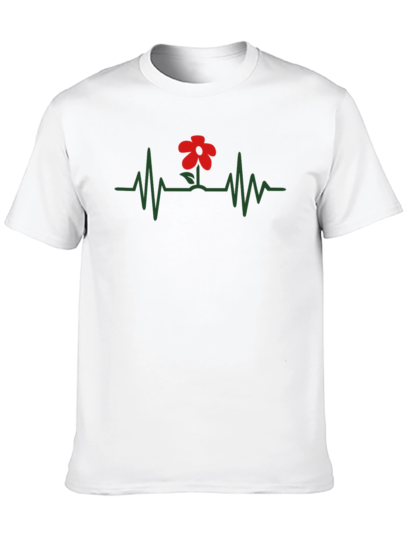 Heartbeat Flower Graphic Tee - Black