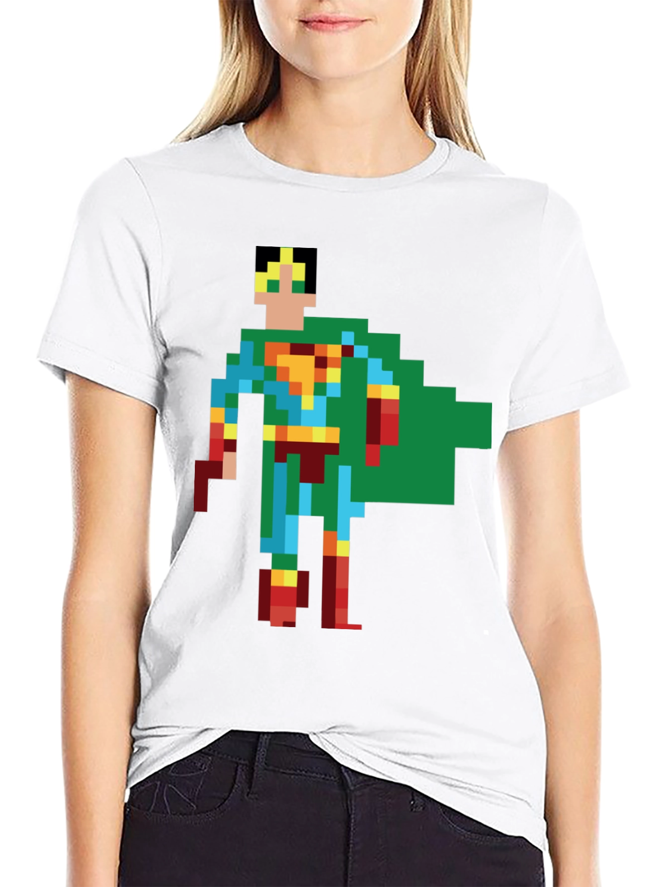 Retro 8-Bit Superhero Graphic Tee - Classic Gamer Style