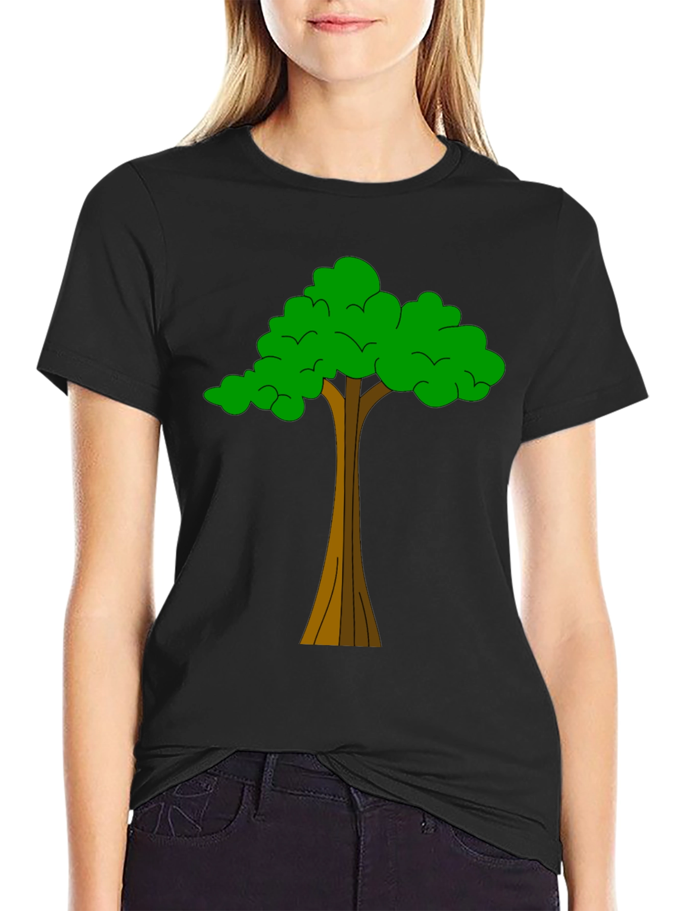 Nature Tree Graphic Tee - Casual Black T-Shirt