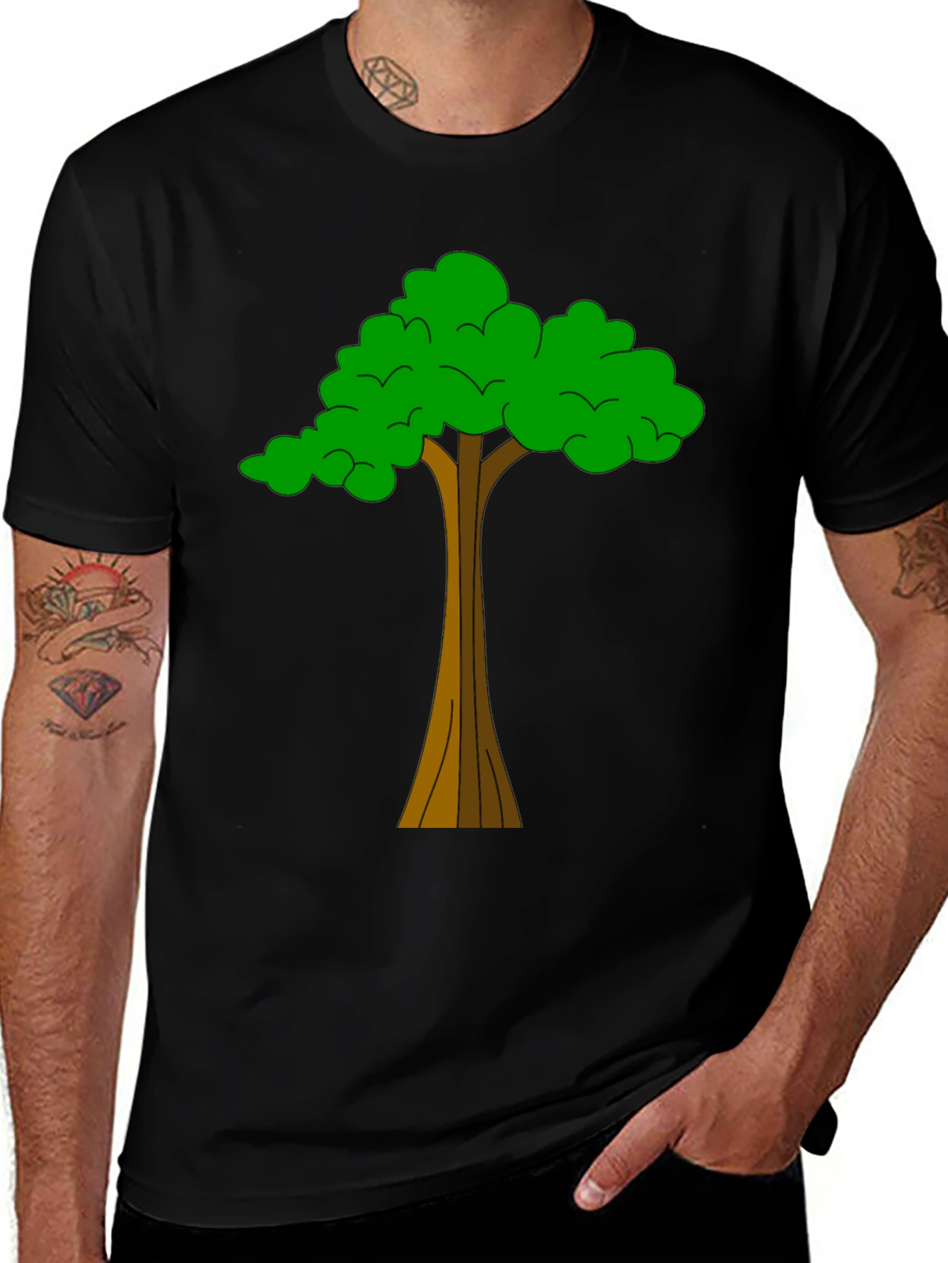 Nature Tree Graphic Tee - Casual Black T-Shirt