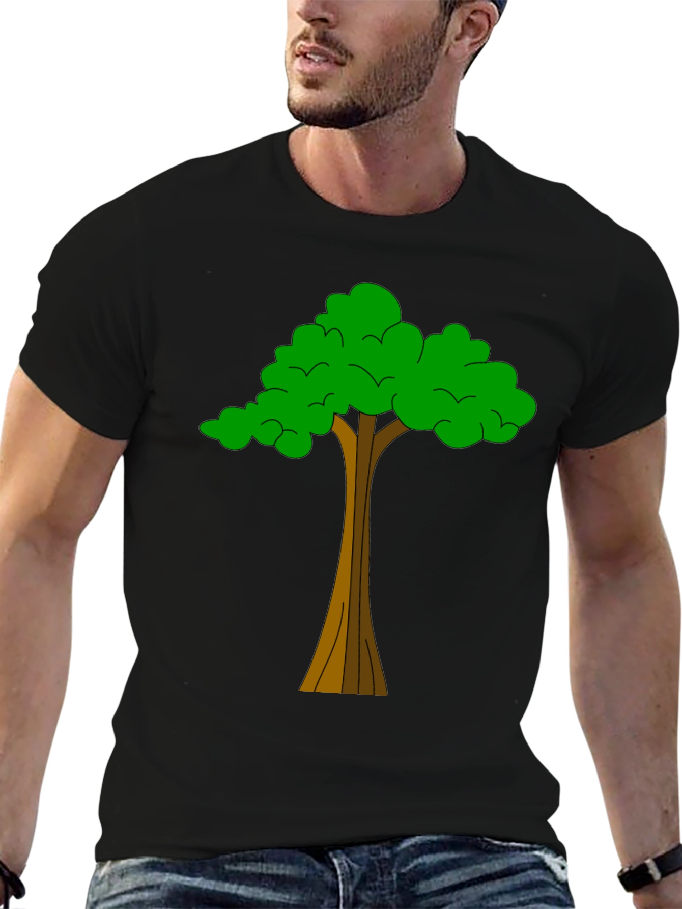 Nature Tree Graphic Tee - Casual Black T-Shirt