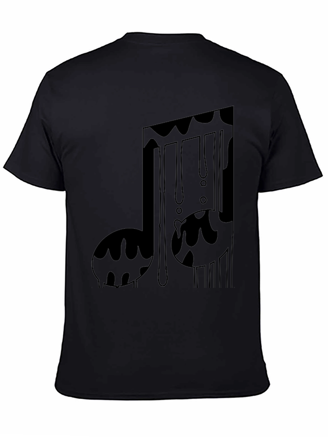 Dripping Music Note Graphic Tee - Black