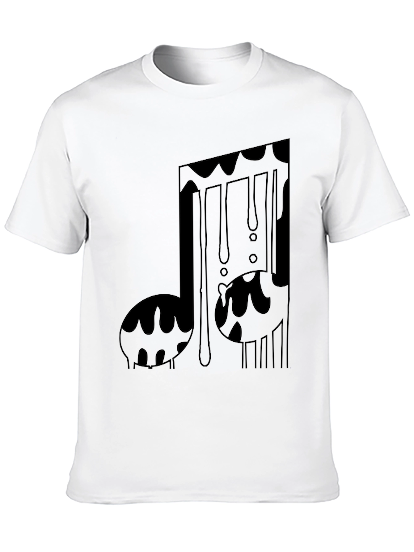 Dripping Music Note Graphic Tee - Black