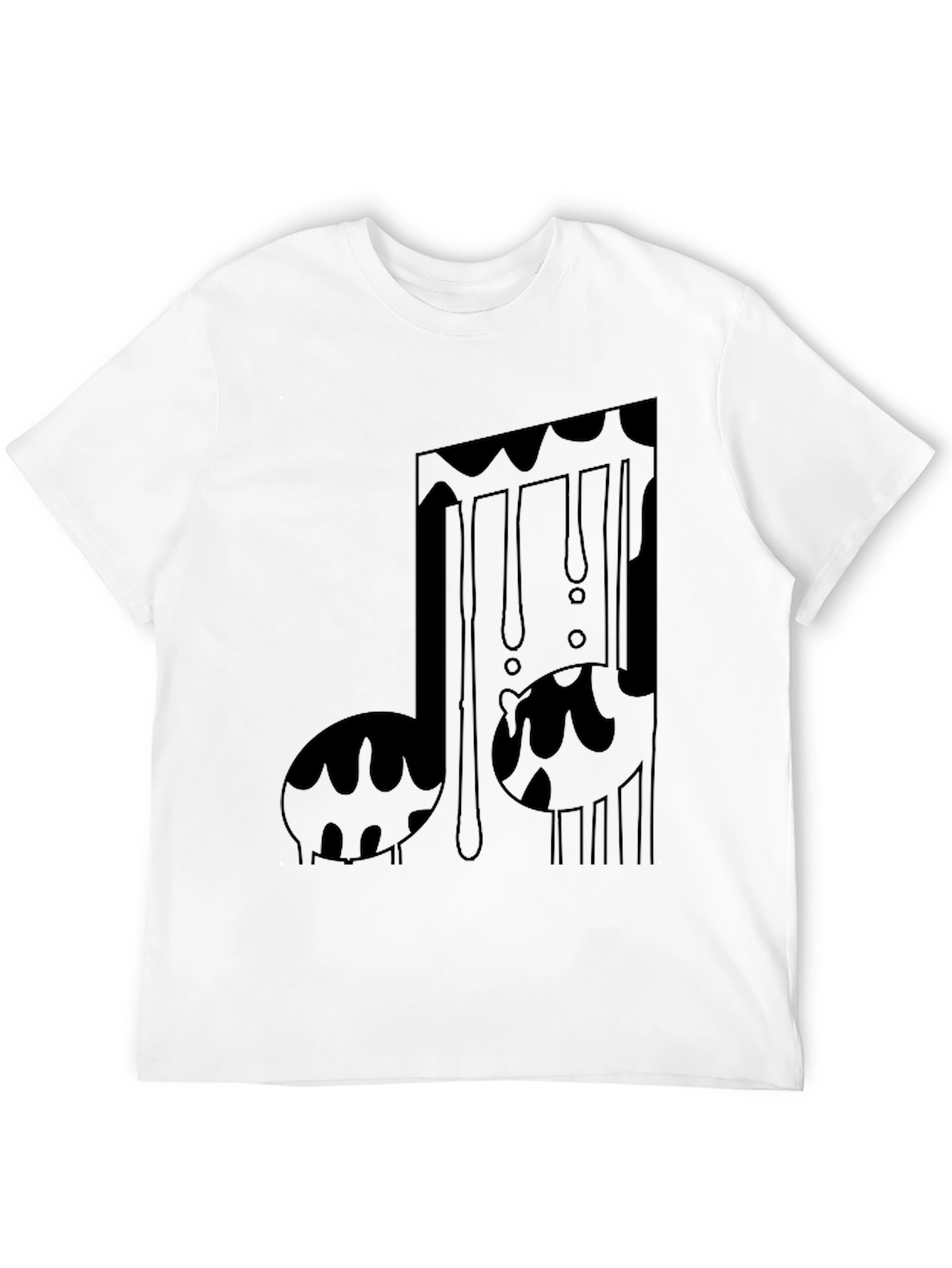 Dripping Music Note Graphic Tee - Black