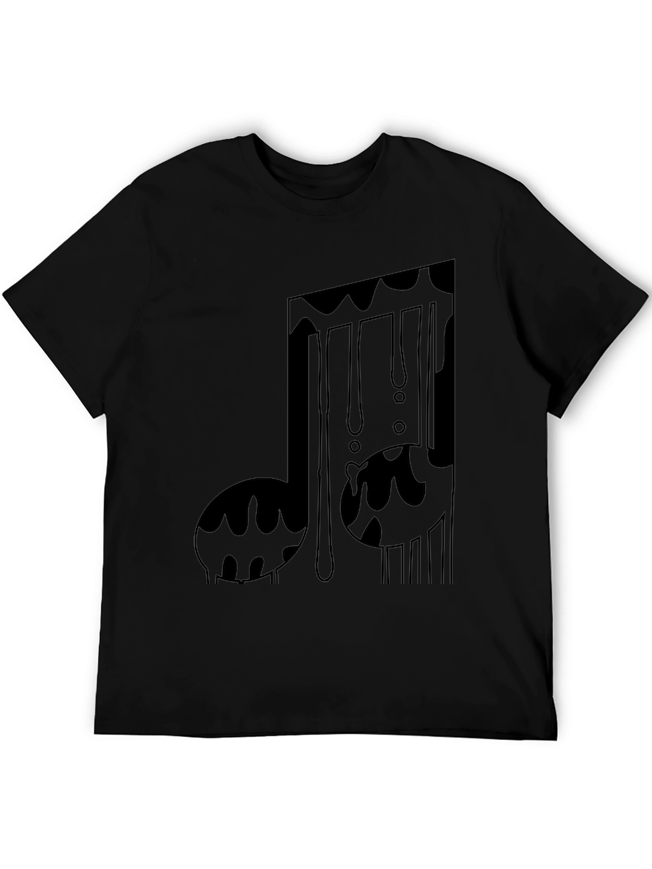 Dripping Music Note Graphic Tee - Black