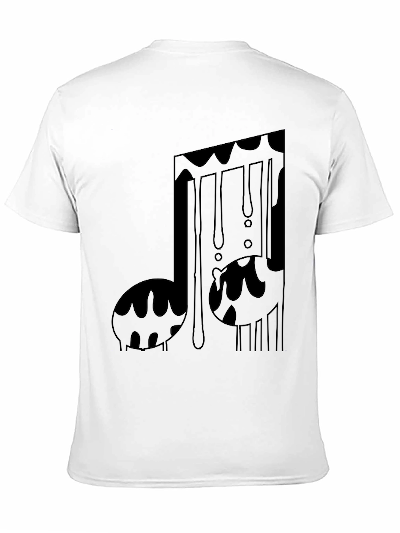 Dripping Music Note Graphic Tee - Black