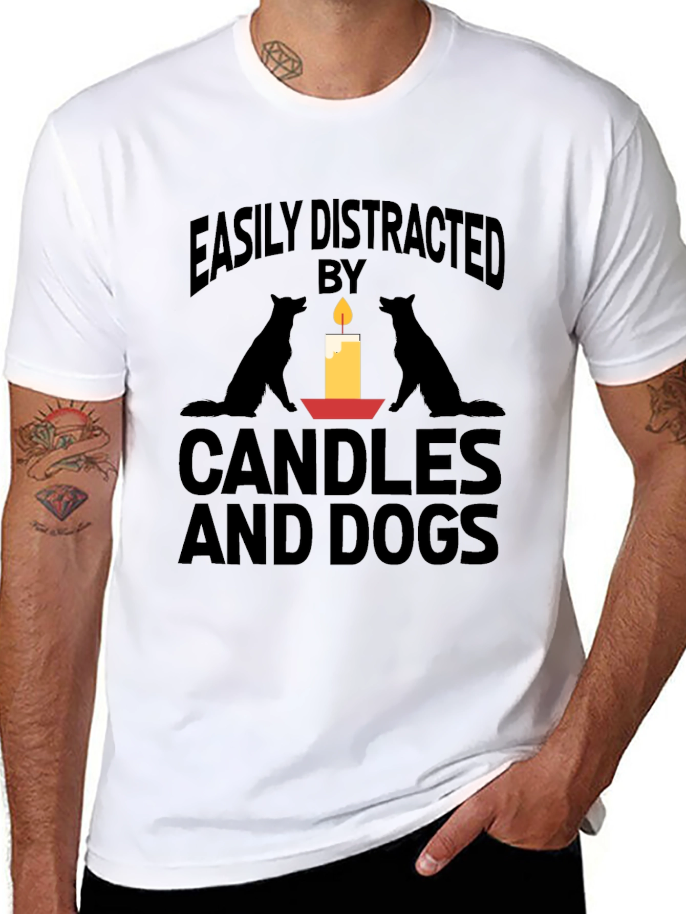 Easily Distracted By Candles And Dogs T-Shirt