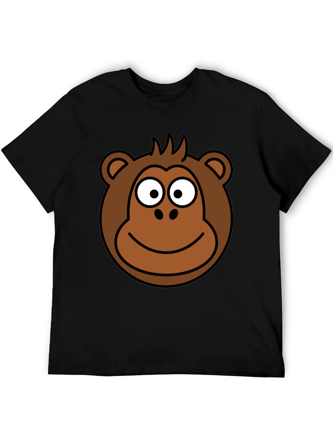 Cartoon Monkey Face Black T-Shirt