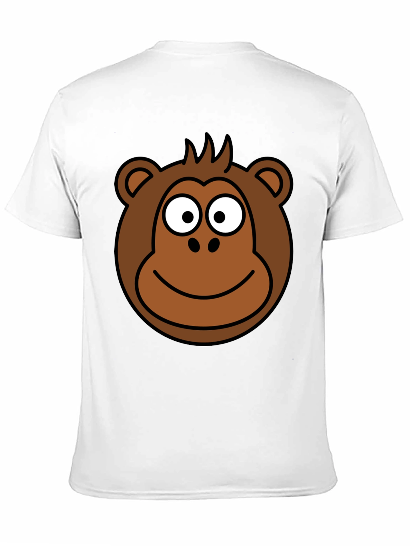 Cartoon Monkey Face Black T-Shirt