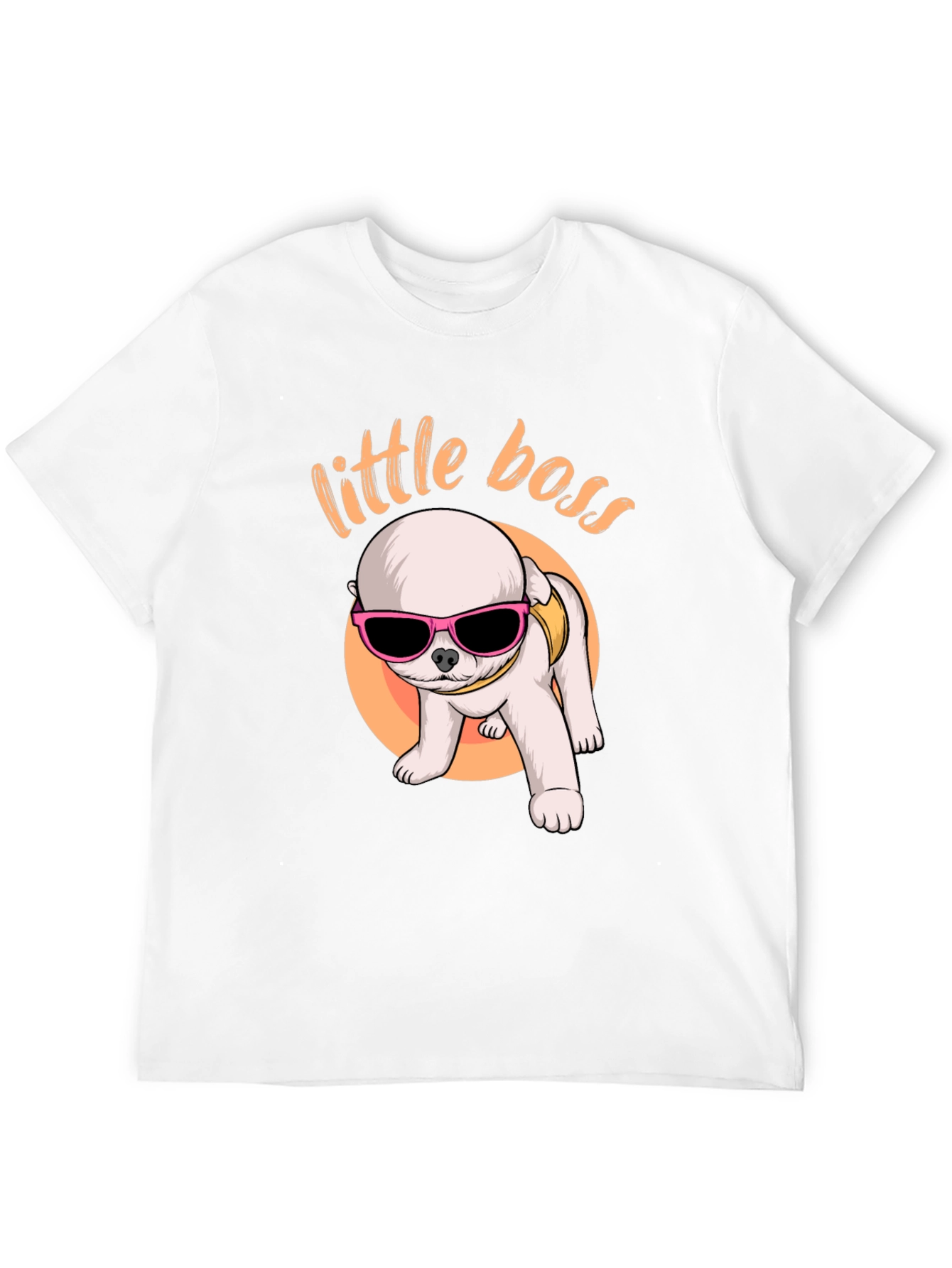 Little Boss Dog Graphic Tee - Black Cotton T-Shirt