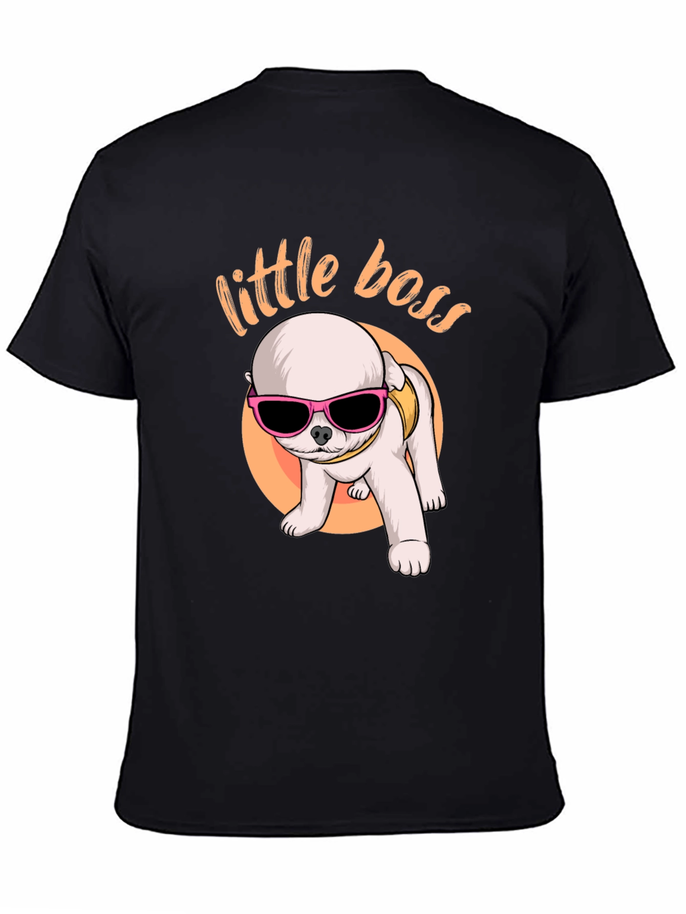 Little Boss Dog Graphic Tee - Black Cotton T-Shirt